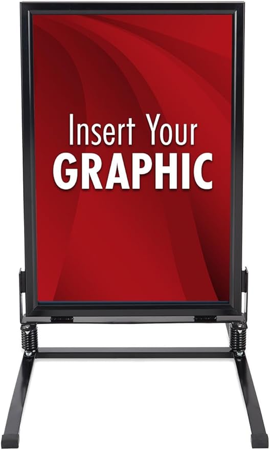 Displays2go 24 x 36 Inch Sidewalk Sign, Waterproof, Snap Frame, Spring Base, 2 Sided, Black (OWS2436B)