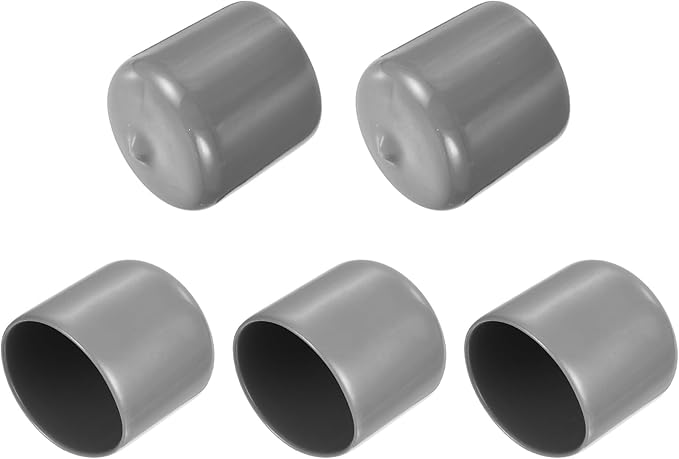 uxcell 5pcs Rubber End Caps Protective Caps 33mm ID Vinyl PVC Round Tube Bolt Cap Cover Screw Thread Protectors Light Gray