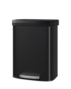 Garvee 16 gal / 60 L Metal Trash Can with Lid, Large Garbage Can for Kitchen, Rustproof Step-on Kitchen Metal Trash Bin with Liner Rim, Rear Handle, Soft Close Plastic Lid, Black