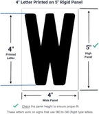 4'' on 5 inch Marquee Sign Letters, the 4'' Outdoor Marquee Letter is printed on 5'' high 060 mill thick clear rigid acrylic panel, for Outdoor Reader Board Signs , 330+ per set, Sign Letter Depot - Made in USA