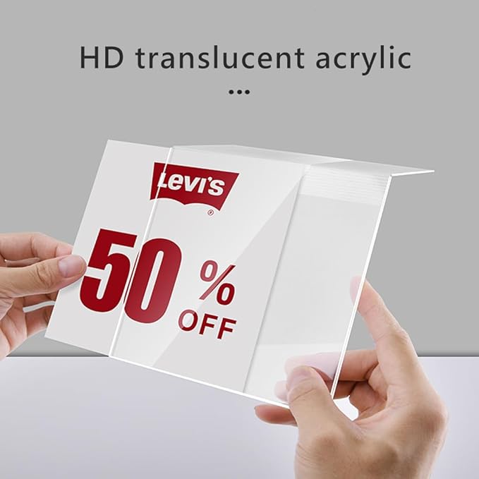 Self Adhesive Label Holder Acrylic Price Tag Displays Sign Holder Clear Table Counter Top Stand 2 Pack (（A4） 297*210mm/11.69*8.27 inches )