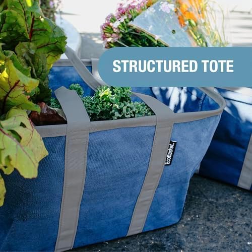 CleverMade EcoBasket Collapsible Tote Bags, 30L Capacity, Black, Set of 3