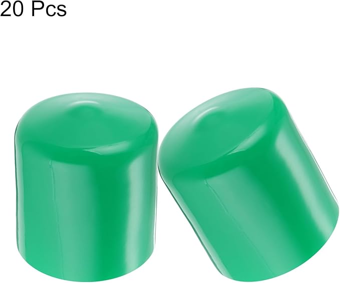 uxcell 20pcs Rubber End Caps 39mm(1 1/2") ID Vinyl PVC Round Tube Bolt Cap Cover Screw Thread Protectors Dark Green