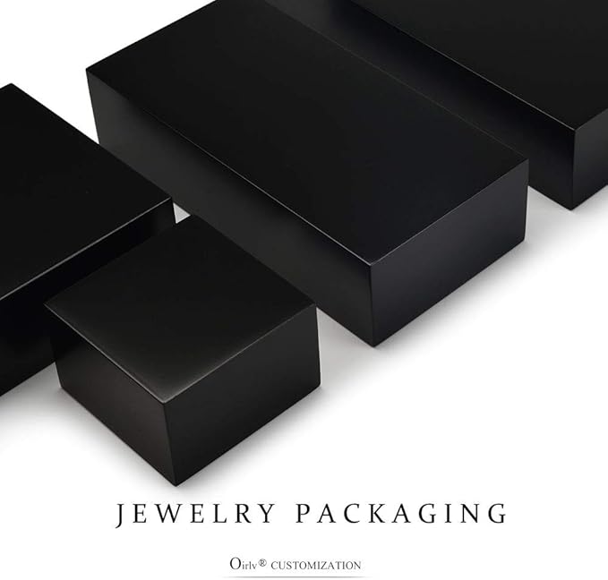 Oirlv Solid Wood Minimalism Style Jewelry Display Stand Showcase Jewelry Organizer Black Square Holder (SM05305)