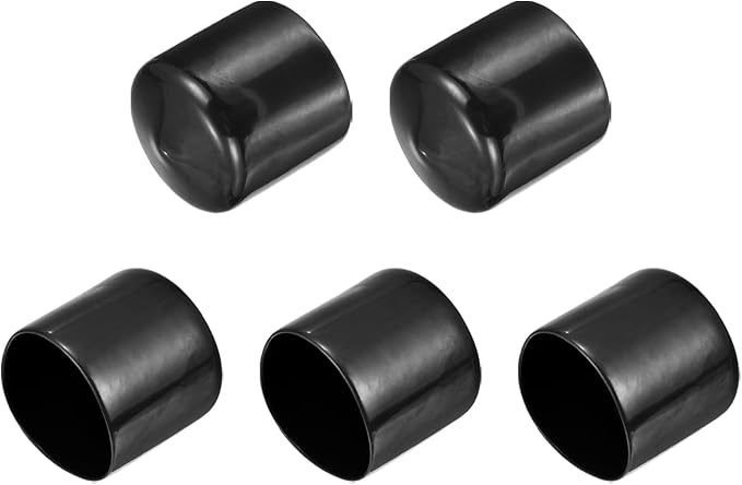 uxcell 5pcs Rubber End Caps 1 3/4"(45mm) ID Vinyl PVC Round Tube Bolt Cap Cover Screw Thread Protectors Black