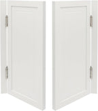 Solid Wood Interior Swing Door with Metal Hinges - Swinging Cafe Doors for Kitchen, Stairs, Bedroom Entrance & Partition (White, 35.43"X35.43")