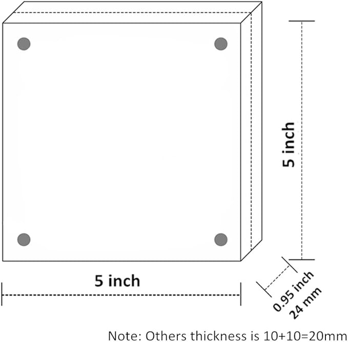 NIUBEE 5x5 Clear Acrylic Picture Frames 3 Pack, 20% Thicker Blocks Self Standing Magnetic Photo Frame, Desktop Card Display