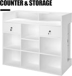 48" W x 22" D x 42" H - Retail Display Case,Ledgetop Counter with Showcase Front, White Retail Counter with Glass Display Cabinet