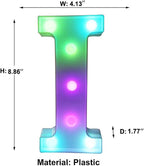 Pooqla Colorful LED Marquee Letter Lights with Remote – Light Up Marquee Signs – Party Bar Letters with Lights Decorations for The Home - Multicolor I