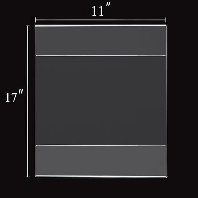 PecMuikee 11 x 17 Acrylic Sign Holder Horizontal ，Wall Mount Sign Holders Clear Acrylic Frame with Double Sided Tape Clear Poster Frames Plastic Sign Holder for Office, Home, Landscape, 6 Pack