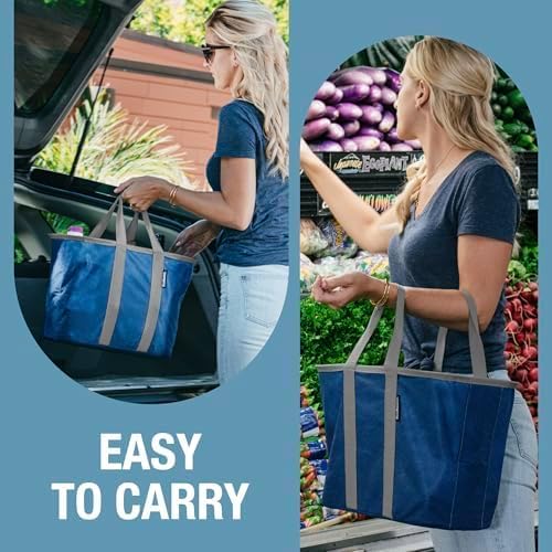 CleverMade EcoBasket Collapsible Tote Bags, 30L Capacity, Black, Set of 3