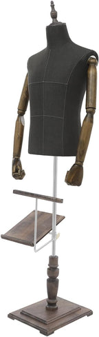 Male Dress Form Mannequin, Adjustable Height 4.43-5.91 ft for Clothing Display, with Detachable Shoe Holder & Pants Rack, Store Window Display Props for Retail, Boutique, Visual Merchandising