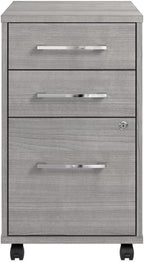 Bush Business Furniture Hustle 3 Drawer Rolling File Cabinet in Platinum Gray, Mobile Document Storage for Home and Professional Office