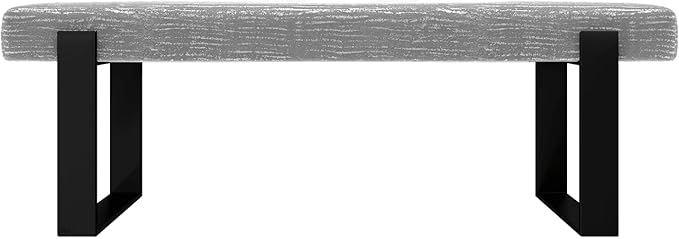 VANT Upholstered Bed Bench - Metallic Silver - Matte Black - Contemporary Modern, Bedroom Bench Seat, Hallway, or Entryway