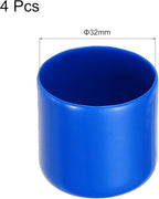 uxcell 4pcs Rubber End Caps 32mm(1.3 Inch) ID Vinyl Round End Cap Cover Screw Thread Protectors Blue, 30mm Height