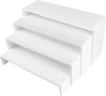 ELEGANTLIFE Acrylic Display Riser, 4.3mm Heavy Duty Crystal Display Stand Shelf Layered Aesthetic, Jewelry Display Shelf Risers for Décor, 4 Pack Set Multi-color (White)