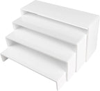 ELEGANTLIFE Acrylic Display Riser, 4.3mm Heavy Duty Crystal Display Stand Shelf Layered Aesthetic, Jewelry Display Shelf Risers for Décor, 4 Pack Set Multi-color (White)