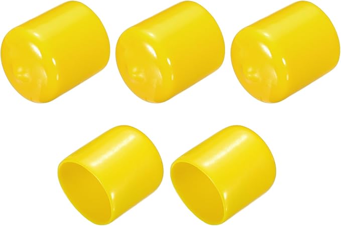 uxcell 5pcs Rubber End Caps 25mm(1") ID PVC Vinyl Round Tube Bolt Cap Cover Screw Thread Protectors Yellow