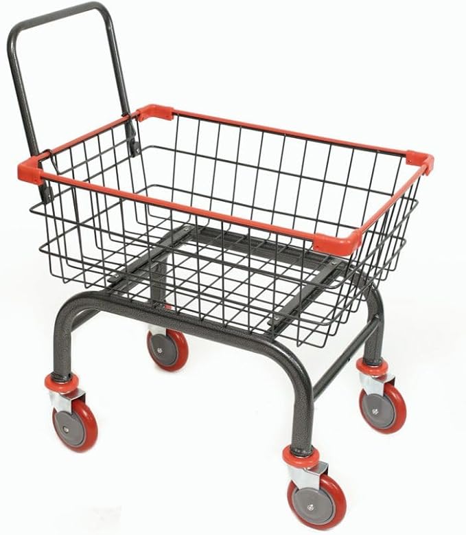 Heavy Duty Laundry and Grocery 1.8 Bushel Cart with U-Handle, 5" Wheel (Red)