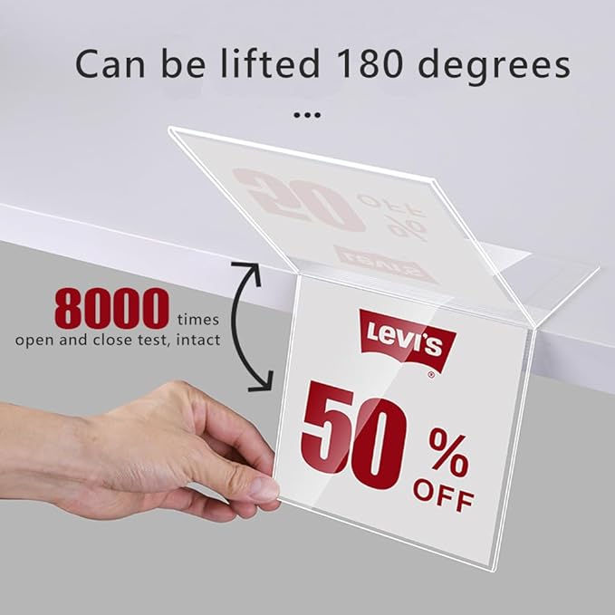 Self Adhesive Label Holder Acrylic Price Tag Displays Sign Holder Clear Table Counter Top Stand 2 Pack (（A5） 210*148mm/8.27*5.83 inches)