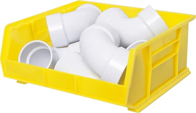 Akro-Mils 30250 AkroBins Plastic Storage Bins, Space-Saving Stackable Bins for Garage, Pantry, Craft Organization, 15-Inch x 16-Inch x 7-Inch, Yellow, 6-Pack