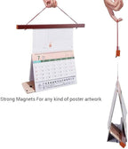 Magnetic Poster Hanger, 17x24 17x11 17x22 Poster Frame Wood Wooden Magnet Print Posters Dowel Scroll Hanger Hangers Hanging Kit for Walls Map Canvas Artwork (Mahogany, 17")
