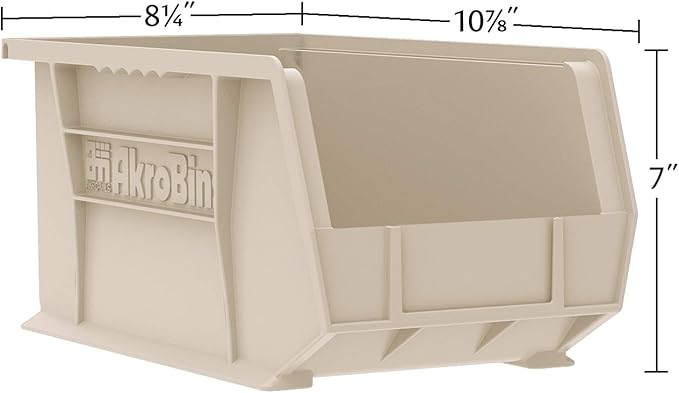 Akro-Mils 30239 AkroBins Plastic Storage Bins, Space-Saving Stackable Bins for Garage, Pantry, Craft Organization, 11-" x 8-" x 7-", Red, 6-Pack