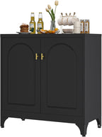 Metal Sideboard Buffet Cabinet with Storage,33 Inch Coffee Bar Cabinets with Adjustable Shelf, Black Kitchen Pantry Cabinet for Dining Room, Living Room