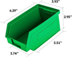 50-Pack Small Storage Bin | Wall Mount Storage, Hanging and Stacking Bin, Freestanding | 7” x 4” x 3” Plastic Container | Green | Zeus 1PLZ02