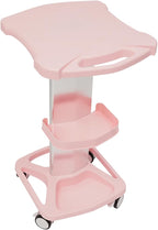 Pink Beauty Salon Trolley Cart with Silent Wheels,Mobile Aluminum and ABS Rolling Salon Cart Tattoo Table Work Station with Tray