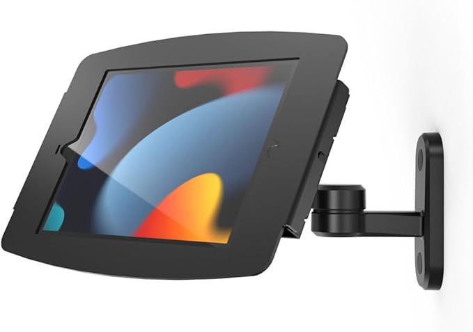 Compulocks iPad 10.2" Space Enclosure Swing Wall Mount Black iPad Wall Holder Versatile Display, Ideal for Office, Retail, and Commercial Use