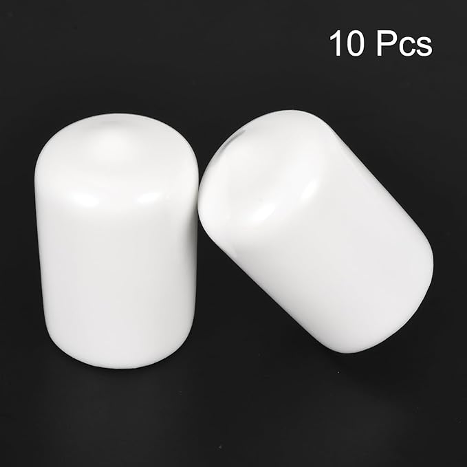 uxcell 10pcs Rubber End Caps 18mm ID Vinyl Round End Cap Cover Screw Thread Protectors White