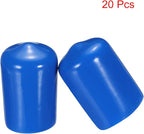 uxcell 20pcs Rubber End Caps 14mm ID Vinyl PVC Round Tube Bolt Cap Cover Screw Thread Protectors Blue