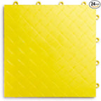 Big Floors RaceDeck Diamond Plate Design, Durable Interlocking Modular Garage Flooring Tile (Yellow, 24 Pack of 12 x 12" Tiles)