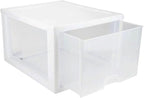 Sterilite 8-Pack 27 Quart Stacking Drawer, Clear Storage Closet Organizer, White Frame - Stackable Modular Plastic Drawers for Clothes, Accessories, Craft Supplies, Shoes or Linens