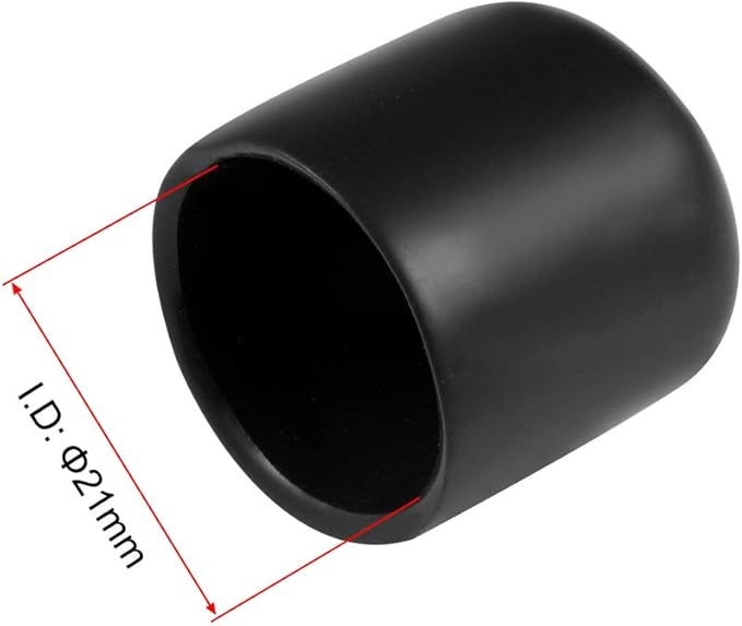 uxcell 10pcs Rubber End Caps 21mm ID Vinyl Round End Cap Cover Screw Thread Protectors Black