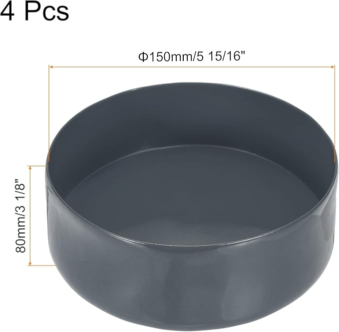 uxcell 4pcs Rubber End Caps 150mm(5 15/16 Inch) ID x 80mm(3 1/8 Inch) H Vinyl Round End Cap Cover Screw Thread Protectors Dark Grey