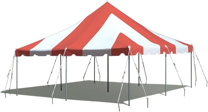 TentandTable 20' x 20' Premium Canopy Tent, Red/White, Outdoor Pole Tent, 40-80 Person Capacity for Parties, Weddings, Events, Commercial and Residential Use, Large Heavy Duty Vinyl Canopy Tents
