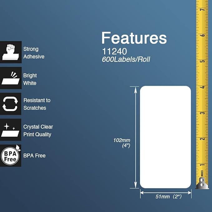 BETCKEY - Large Multi-Purpose Labels Replacement for Brother DK-1240 (4 in x 2 in), Compatible with Brother QL Label Printers [6 Rolls/3600 Labels, Green]