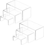 NIUBEE Acrylic Display Risers Stand 2 Sets,3 Steps Clear Riser Shelf Showcase for Amiibo Funko POP Figures -8.4"x6.3"x4.3"