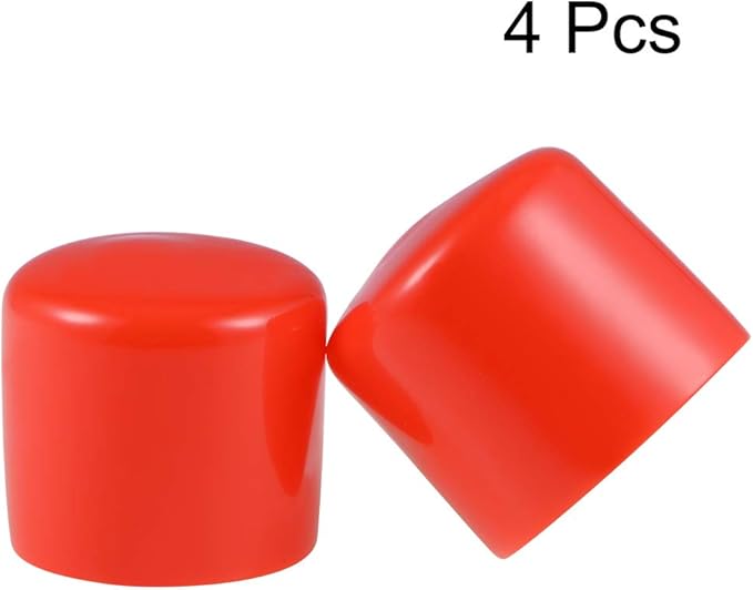 uxcell 4pcs Rubber End Caps 38mm ID Vinyl Round End Cap Cover Screw Thread Protectors Red, 40mm Height