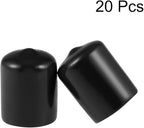uxcell 20pcs Rubber End Caps 20mm ID Vinyl Round Tube Bolt Cap Cover Thread Protectors Black