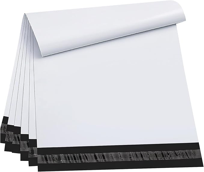 100Pack 12x15.5" White Poly Mailers - Self Sealing, Waterproof & Tear-Resistant Shipping Envelopes for E-Commerce, Clothing, Books & Small Business