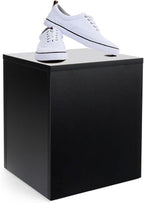 Displays2go Black Retail Display Pedestal with Collapsible Design – Black (WDCUBEBLK1)