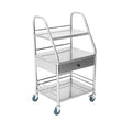 Pearington Rolling Medical and Lab Cart with 3 Shelves & Drawer, Transportable Workstation, Stainless Steel Mobile Storage Cart for Clinic, Salon, and More, 21.22'' L x 17.29'' W