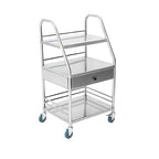 Pearington Rolling Medical and Lab Cart with 3 Shelves & Drawer, Transportable Workstation, Stainless Steel Mobile Storage Cart for Clinic, Salon, and More, 21.22'' L x 17.29'' W