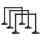 6 Pack Black Crowd Control Stanchions with 10FT Retractable Belts, Rubber Base Posts for Event Queue and Crowd Management