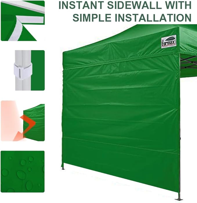 Eurmax USA 10FT Instant Canopy SunWall Pop Up Canopy Wall with Horizontal Strap ONLY,1 Pack Sidewall (Kelly Green)