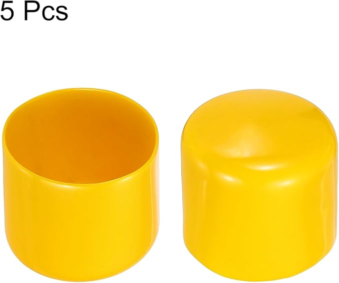 uxcell 5pcs Rubber End Caps 45mm(1.8 Inch) ID Vinyl PVC Round Tube Bolt Cap Cover Screw Thread Protectors Yellow