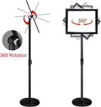 Adjustable Heavy Duty Poster Sign Holder Stand Floor Sign Stand Aluminum Snap Open Frame for 8.5 x 11 inches both Vertical and Horizontal view Displayed Used for Living and Business(Black-2pack)